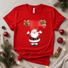 Christmas SantaAlphabet Letter Print T-shirt Short Sleeve Crew Neck Casual Top Kids Festive Holiday Women's Clothing Top