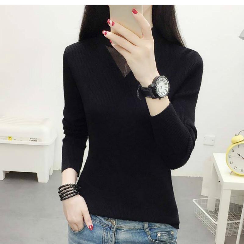 Pofulove женский полуводолазный свитер, рубашка с длинным рукавом, осенне-зимний пуловер, тонкий облегающий