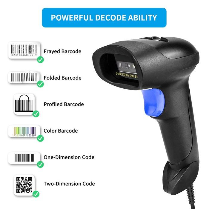 NetumScan Wireless 1D 2D Barcode Scanner Portable QR Code Scanner with USB Receiver for Warehouse POS and Computer