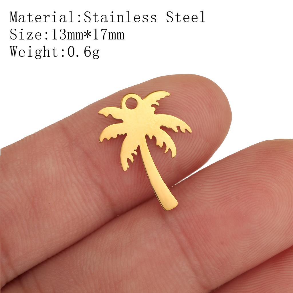 5Pcs Pineapple/Monstera Leaf/Tropical Hawaii Palm Tree Charms Stainless Steel Conch Pendant DIY Bracelet Necklace Jewelry Making