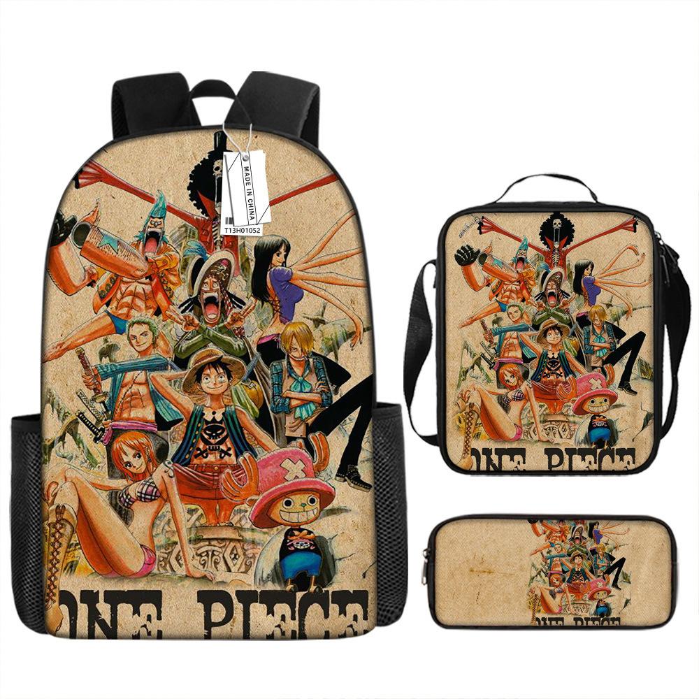 Рюкзак One Piece Школьный рюкзак для студентов Рюкзак Луффи Сумка-портфель Пенал