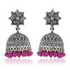 Серьги-подвески Estele из оксидированной посеребренной металлической латуни Jhumki с розовыми бусинами для девочек и женщин