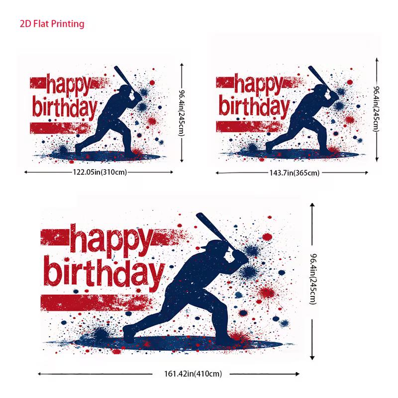 2D Sport Baseball Themed Happy Birthday Photo Booth Backdrop Cloth for Boys