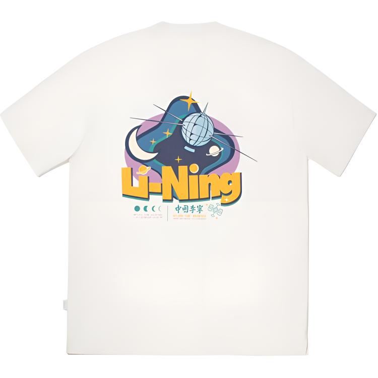 Li Ning Пуловер с круглым вырезом, с принтом букв, удобный, универсальный, повседневный, простой, спортивная футболка с коротким рукавом, футболка унисекс AHSV823-1