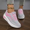 Women's Wedge Rocker Sneakers, Casual Lace Up Low Top Height Increasing Trainers, Comfort Walking Platform Shoes
