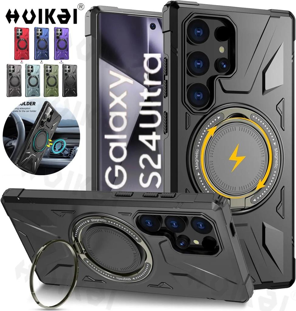 Чехол Armor Magsafe для Samsung Galaxy S24 Ultra S23 Plus S23 FE A15 A54 A14, кольцо-подставка, магнитное кольцо, защитный держатель, подставка, подставка