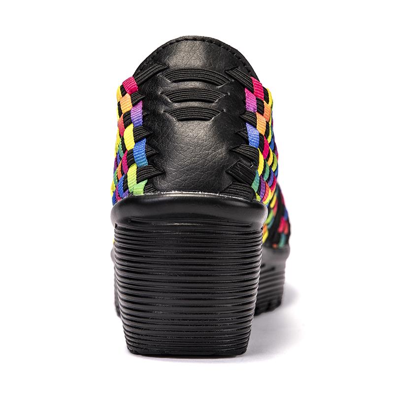 Women's Woven Sandals Summer Sloping Puffy Cake Thick Sole Cloth Fish Mouth Sports Sandals