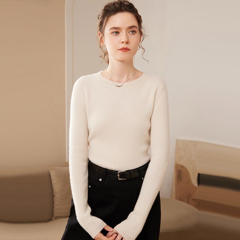 Women's Autumn/Winter Slim Fit Cashmere Round Neck Sweater