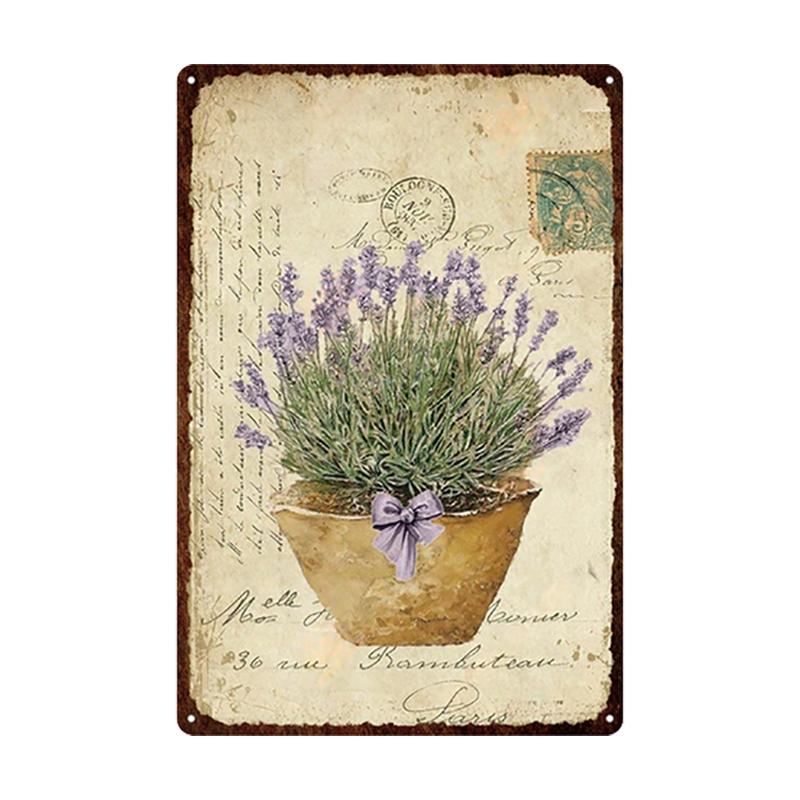 Металлическая жестяная вывеска с цветами в стиле ретро, ​​тарелки в стиле ретро, ​​роза, пион, лаванда, художественная табличка, винтажный постер, садовая комната, домашний Настенный декор, подарок