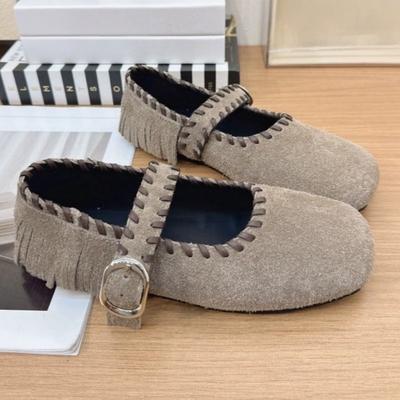 Модная высококачественная плетеная обувь из искусственной замши на плоской подошве 2025 Мэри Джейн Элегантная повседневная женская обувь Металлическая пряжка на ремне Удобные плоские лоферы