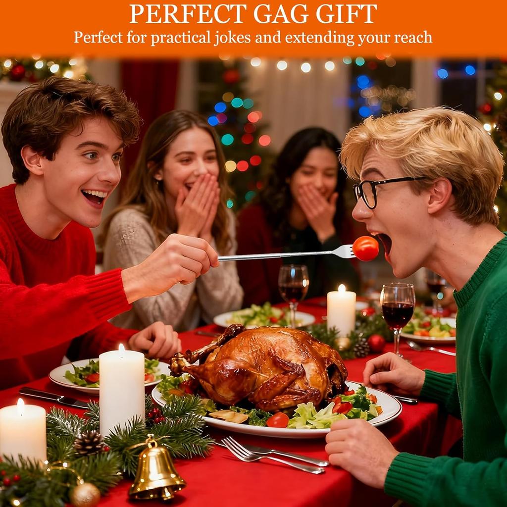2PCS Extendable Forks,Expandable Fork Prank,9.13" to 25.39" Extended/Extending/Extendo Extension/Extra Long Fork,Stainless Steel