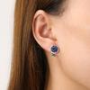 Классические серьги-гвоздики из меди с сапфиром и бриллиантами, круглые, универсальные
