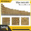 105-Piece Titanium Twist Drill Bit Set, HSS 4241, for Metal and Woodworking