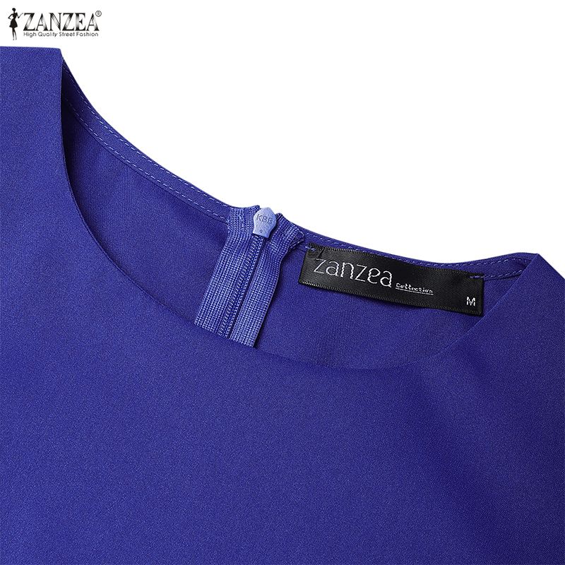 ZANZEA Женское повседневное летнее платье с круглым вырезом и коротким рукавом с принтом