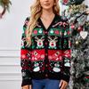Women's V Neck Christmas Cardigan Snowman Deer Winter Letter Knitted Sweaters Ladies Button Down Knit Sweater Coats