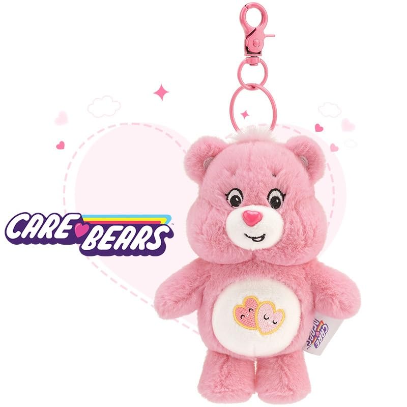 Care Bears Rainbow Keychain Plush Toy, Super Cute Backpack Ornament, Cell Phone Strap, Hanging Ornament, Birthday Gift, 15cm (Color: Pink)