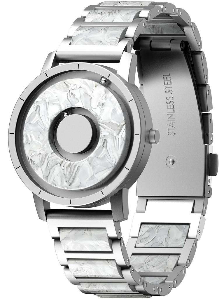 EUTOUR Магнитные часы с камуфляжным и повседневным кварцевым магнитным шариком 3 АТМ Водозащита 36 мм и серебристый полимерный ремешок Женский циферблат, Стильный, Элегантный, Простой,