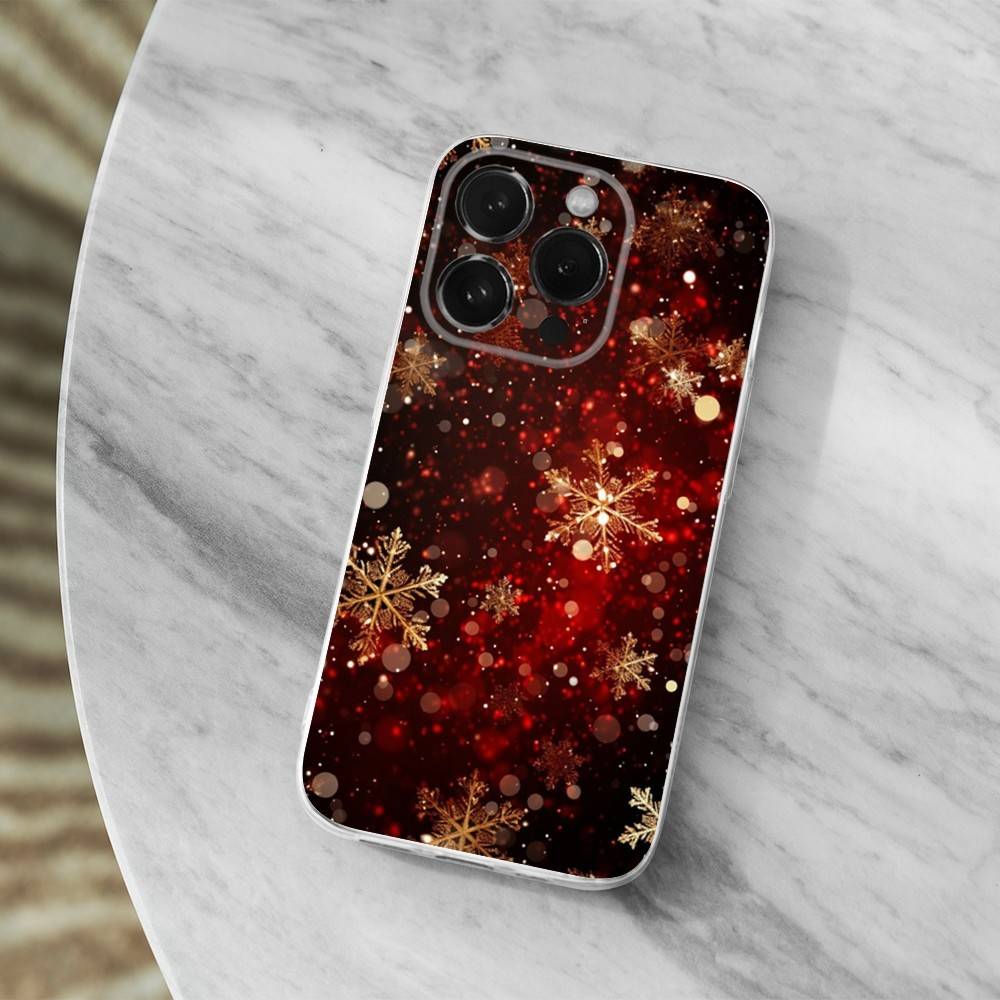 Snowflakes Art Christmas Case For iPhone 15,11,12,13,16,14,17,Pro,Max,Plus,SE,Mini,X,XS,XR, Transparent Soft Silicone