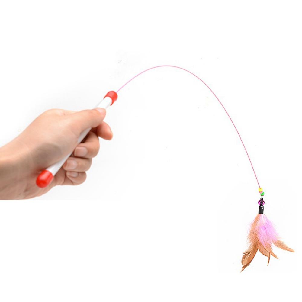 Bite resistance with Bell Pet Entertain Toy Cat Teaser Stick Kitten Teaser Wand Cat Feather Wand