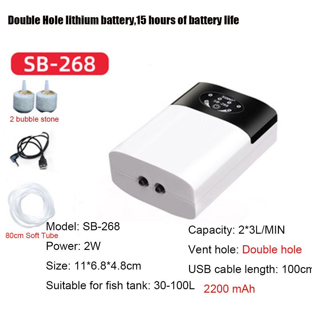 Operate Bubbler Aquarium Air Pump Fish Tank Oxygen Pump USB Charging Rechargeable Lithium Battery