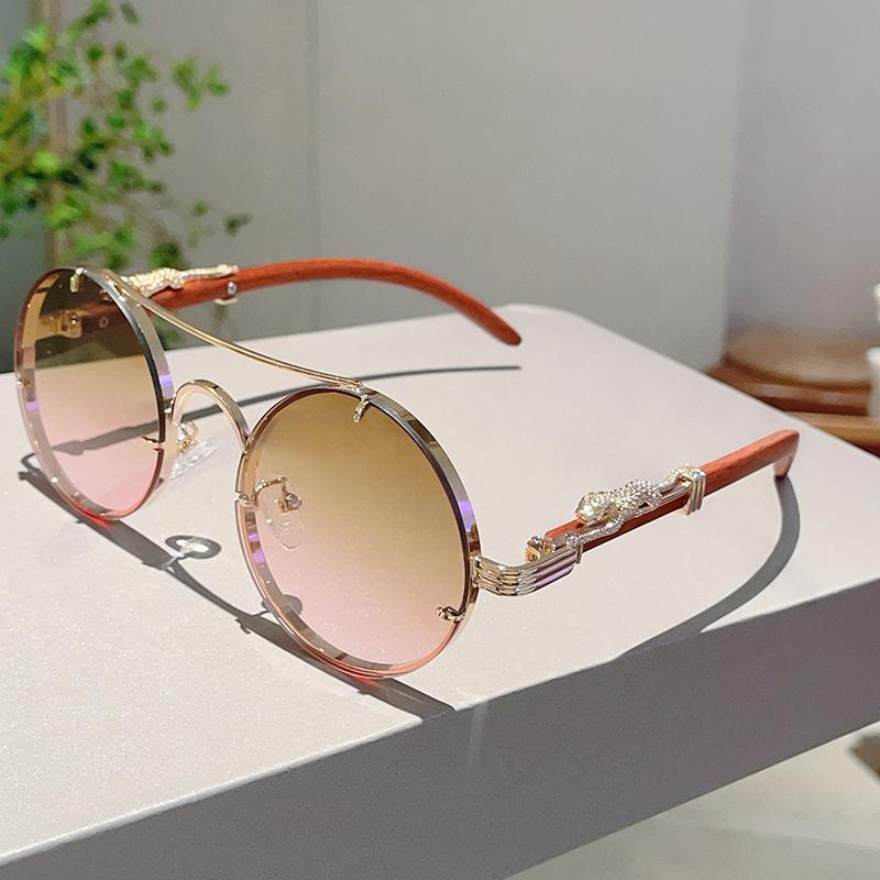 Винтажные круглые солнцезащитные очки  Новинка моды Оверсайз Градиентные Разноцветные Линзы Модный Дизайн Роскошного Бренда Солнцезащитные Очки