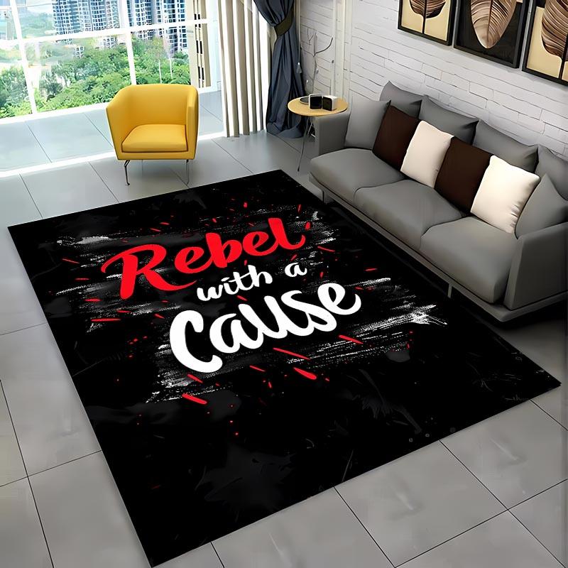Забавные слова Черно-белый цвет Ковер, Предметы домашнего обихода для гостиной и спальни Коврики для дивана, Дверной коврик Напольный Противоскользящий коврик, Подарок