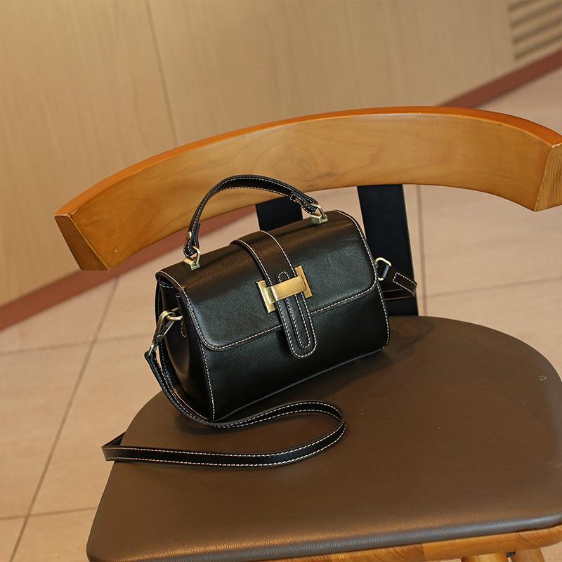 Genuine Leather Women's Small Square Bag 2025 Summer New Cowhide Handbag Shoulder Crossbody Underarm Bag