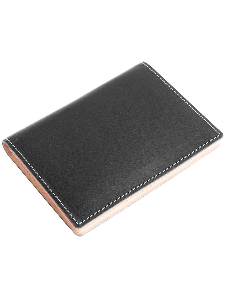 Teporna Business Card Holder Genuine Leather Thin 4 Pockets Italian Leather Business Card Case Card Case Compact Simple Black [Dom Italy] Men's