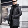 Sheepskin Down Jacket High-end Hooded Leather Leather Jacket Men's Casual Thickened Leather Trench Coat