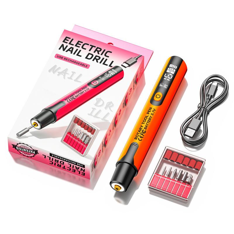 Electric Nail Drill Professional 19 in 1 Portable Electric USB Nail Drill Machine for Gel Nails, Manicure Pedicure Tool Grinder with Digital Display