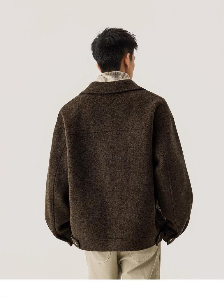 Мужское двустороннее шерстяное пальто с лацканами в итальянском винтажном стиле