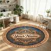 Mandala Ornament (324) Theme Round Crystal Velvet Rug Custom Name Text Personalized Floor Mat Home Decor Non Slip Crystal Carpet