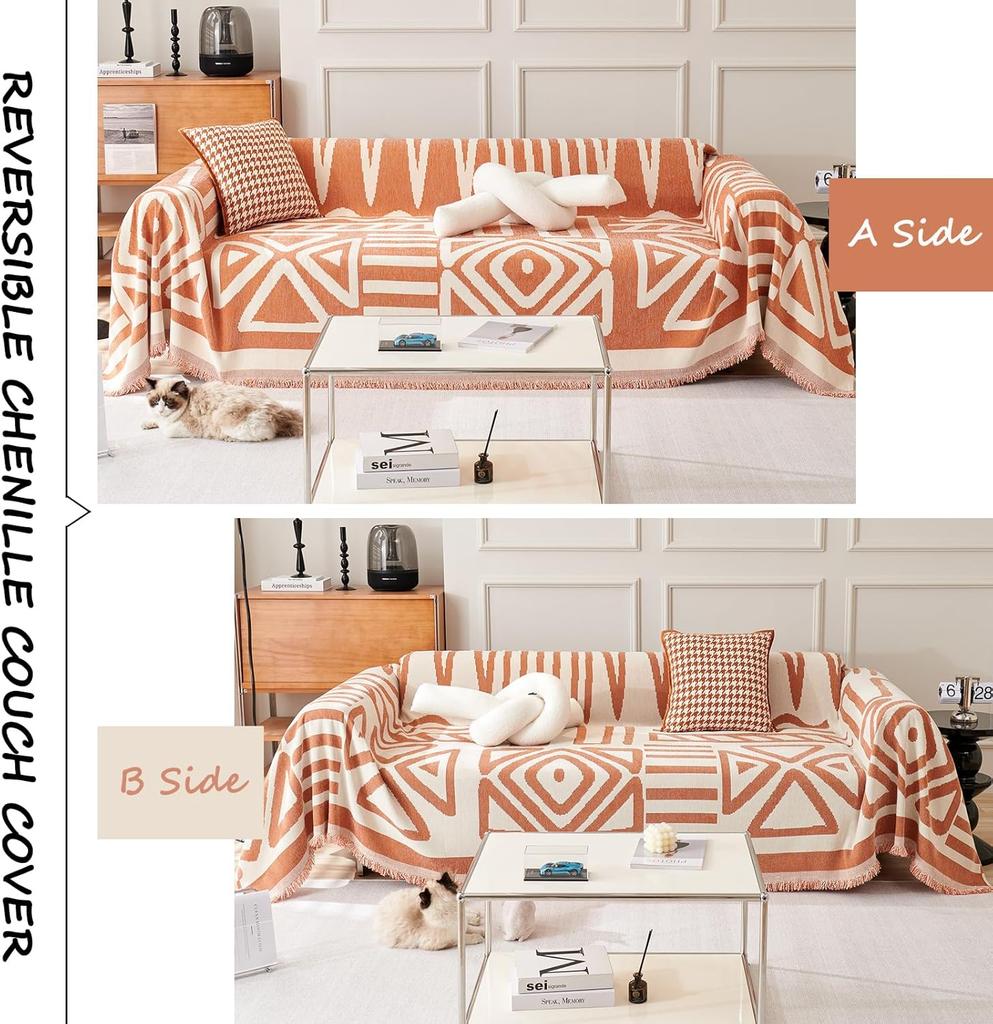 Чехлы для диванов в стиле бохо, чехол для дивана из шенилла для собак, чехол для дивана с геометрическим узором, защитный чехол для мебели для домашних животных, можно стирать