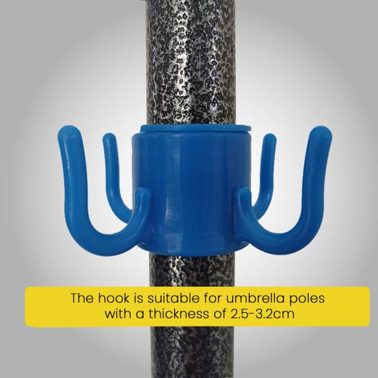 5Pcs Adjustable Beach Umbrella Hook 4-prongs Plastic Hanger for Towels Hats Sunglasses Bags Compact Beach Gear Organizer Hook for Poolside Camping