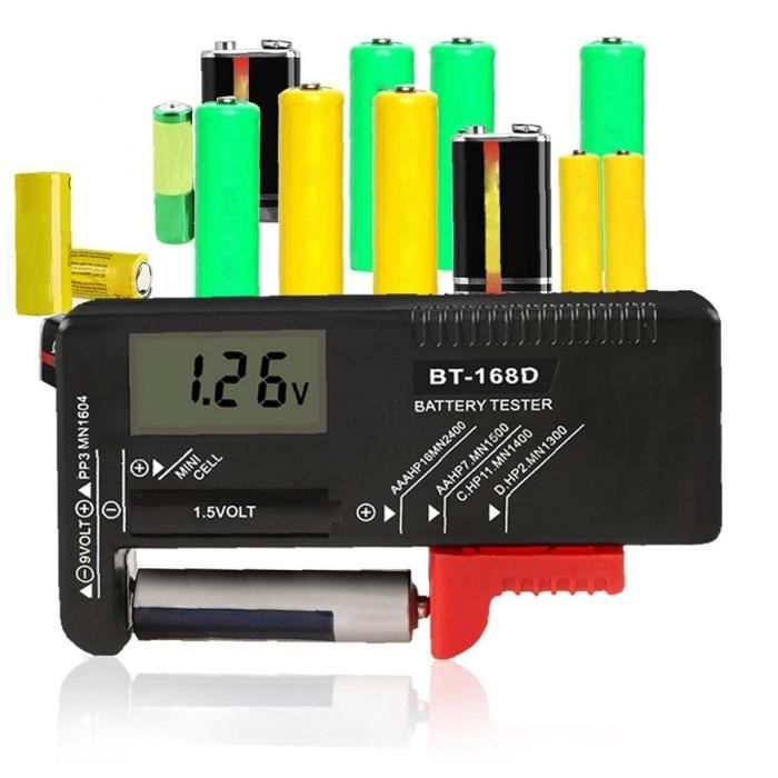 Testeur de batterie Vérificateur, moniteur testeur universel pour piles AA AAA C D 9V 1.5V piles bouton - Autonomie de la batt288