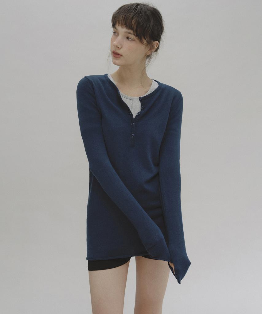 ANDNEEDS Glen Wool Long Knit (Blue)