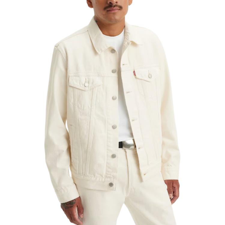 Куртка дальнобойщика Levis однотонная с лацканами однобортная приталенная с длинными рукавами мужская куртка Белый 72334-0433