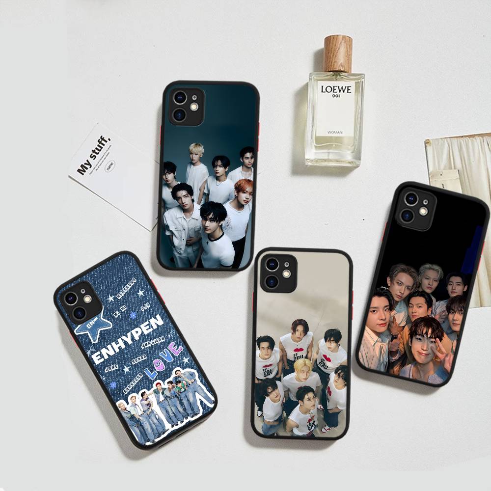 Korea E-Enhypenes Singing Group For IPhone 11 12 13 14 15 16 Pro Max Plus Matte Translucent Phone Cover