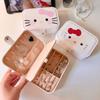 Милый органайзер-шкатулка для украшений Hello Kitty, портативная коробка для хранения сережек и ожерелий, двухслойный кейс для заколок для девочек, безопасный для детей, развлекательный, веселый