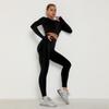 Women Seamless Yoga Suit Sweat Absorbing Hip Lifting High Waist Fitness Pants Tight Long Sleeve Sports Suit