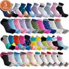 5 Pairs Woman Girl Toes Socks Ankle Cotton Bright Color Fashions Striped Love Cute Sweat-Absorbing Low Cut Five Finger Socks