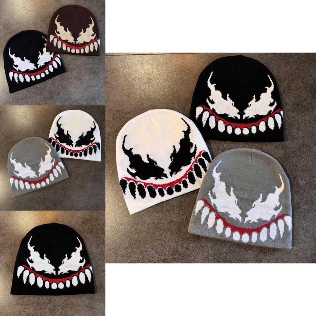 Venom Style Knit Hat Unisex Acrylic Fabric For Streetwear And Cold Weather
