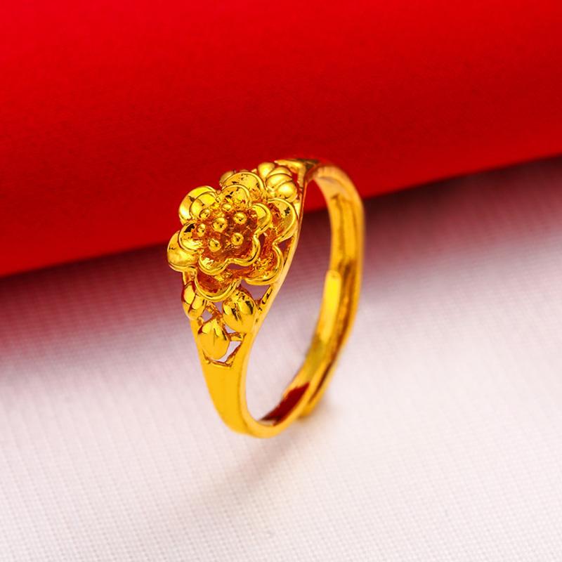 Gold Plated Lucky Ring Opening Adjustable Simple Transfer Ring For Women All-Match Luxury Finger Accessories