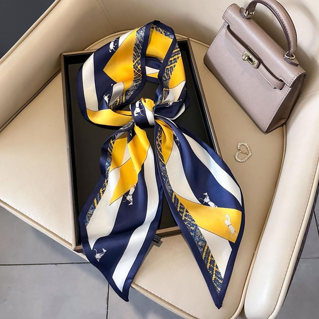 Luxury Summer Silk Shawl Square Scarf for Women Satin Hijab Fashion Wraps Neckerchief Female Hair Bands Ribbon Headband Bandana