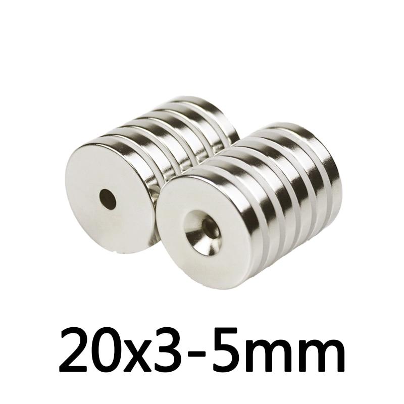 5/10PCS 20x3-5 Mm N35 Strong Magnets 20*3 Mm Hole 5mm Countersunk Neodymium Magnet 20x3-5mm Permanent NdFeB Magnetic 20*3-5 M
