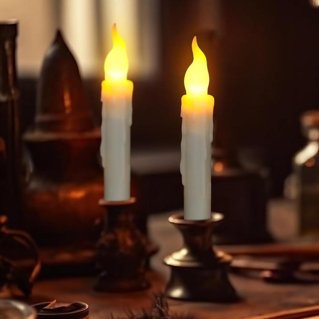 Плавающие свечи с дистанционным управлением, 12 шт., светодиодные беспламенные мерцающие конические свечи, теплый белый цвет