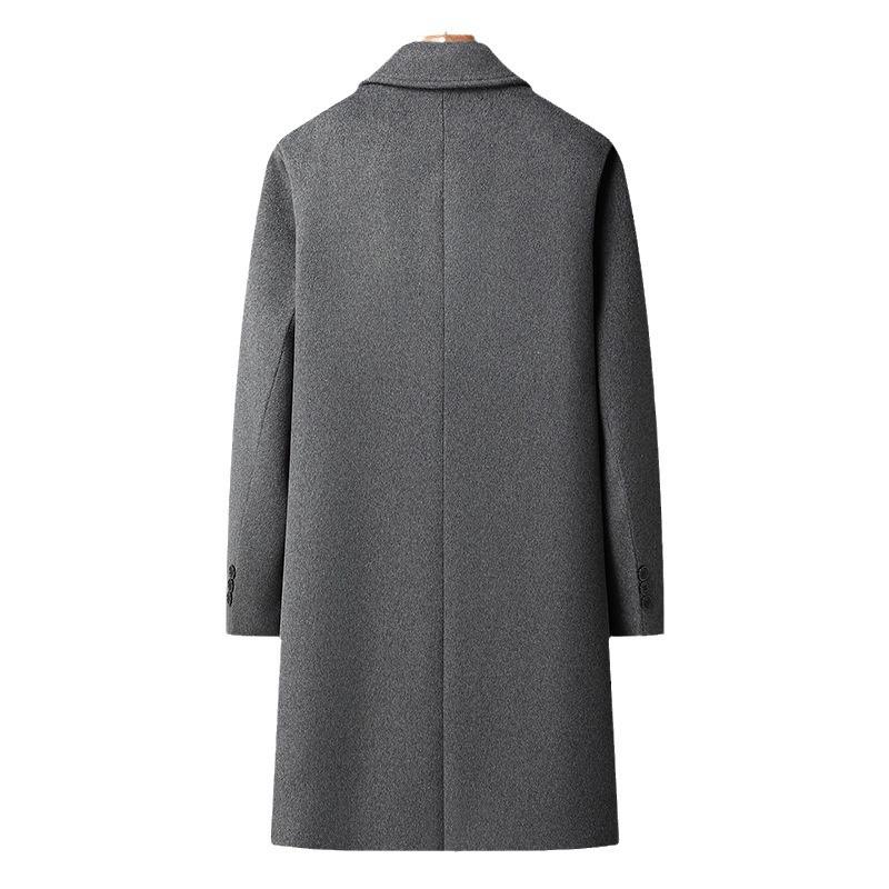 Autumn and Winter New Men's Coat Long Knee Lapel Trench Coat Men's Middle-aged Business Casual Woolen Coat Coat