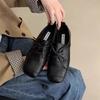 British-style Leather Shoes Retro Soft Flat Single Shoes Women's 2025 Autumn New French Black Lace-up Square-toe Loafers