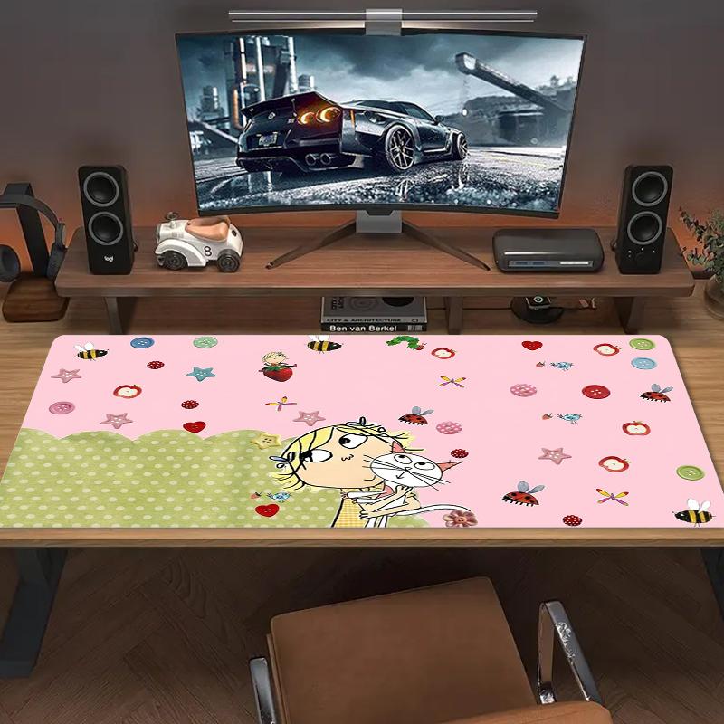 Charlie Lola Mouse Pad Large Gaming Table Cushion Nonslip Laptop Tablet Big Mousepad Xxl Mat Mini Pc Playmat With Lock Edge