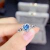 POMOiii Temperament Delicate Heart Blue Shaped Rings For Women Zircon Engagement Party Fine Jewelry Gift
